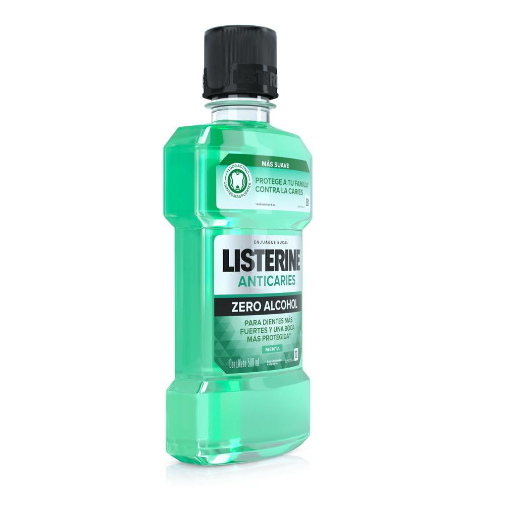 LISTERINE Enjuague Bucal Anticaries Zero Alcohol 500 ml (Paquete de 2)