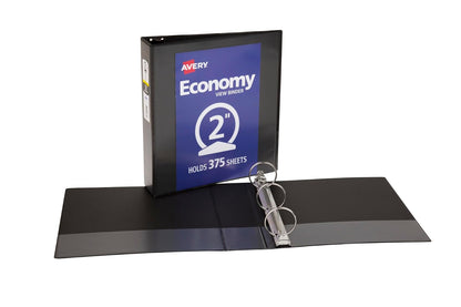 Avery Economy View 05781 - Carpeta con 3 anillas redondas de 2 pulgadas, 1 carpeta negra