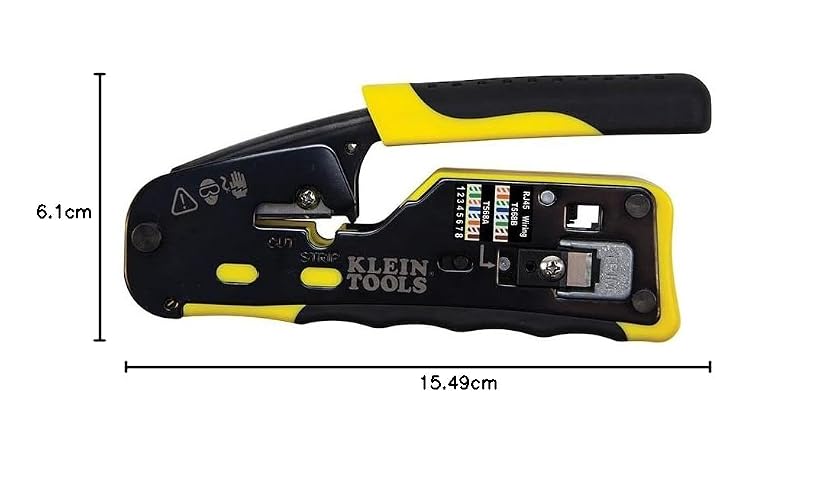 KLEIN TOOLS VDV226-110 | Ponchadora RJ45 | Pela, Corta Y Crimpa | Pass-Thru | Haz instalaciones RJ45 más prácticas: pela, corta y crimpa con una sola herramienta, ideal para trabajos de voz y datos.