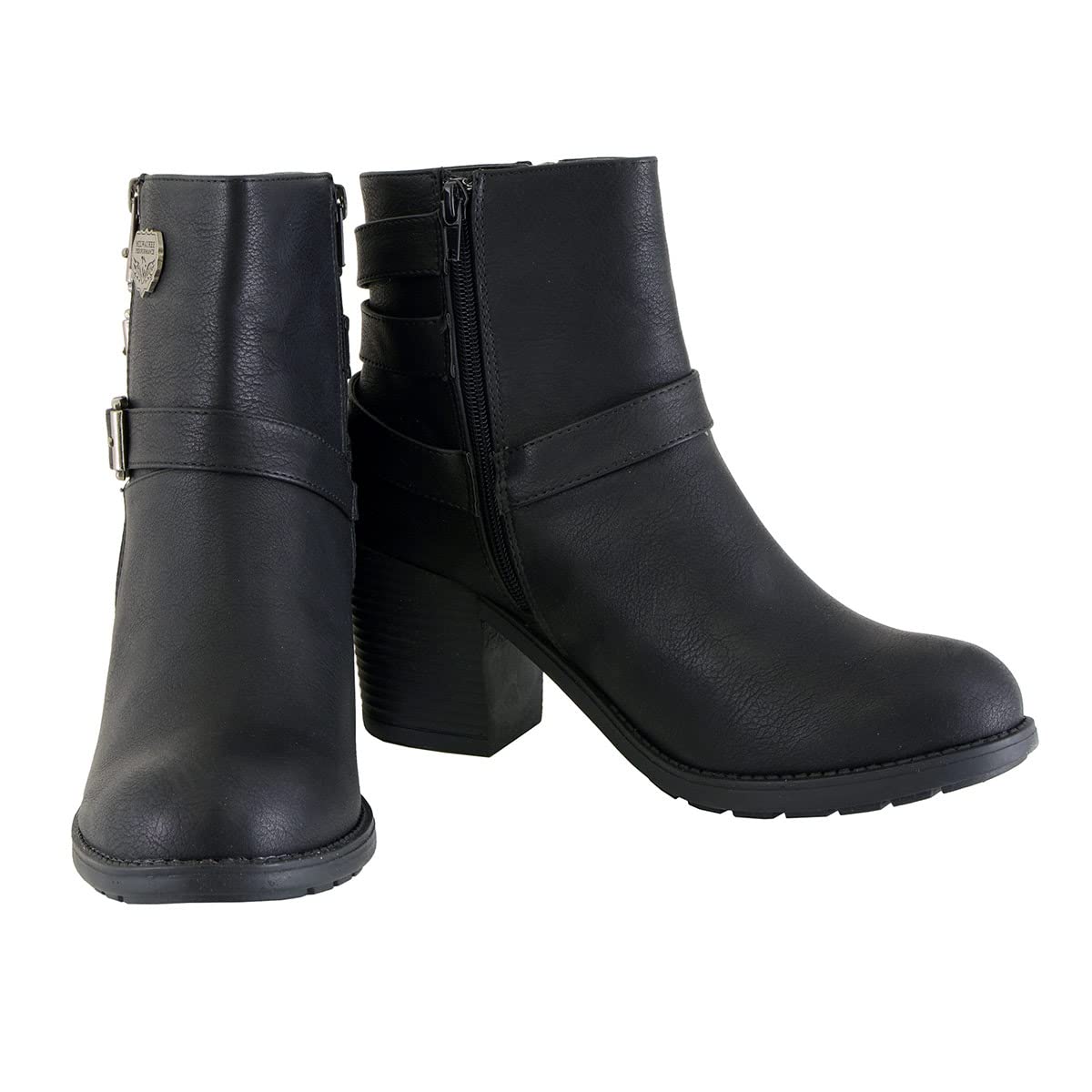 Milwaukee Performance - Motocicleta MBL9405 BLK para mujer, triple hebilla lateral con tacón de plataforma, negro, 8 de EE. UU