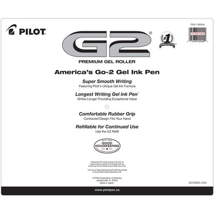 Bolígrafo Gel Pilot G2, Punto Fino (0.7 mm), Paquete con 20 Piezas Colores Surtidos, Recargable
