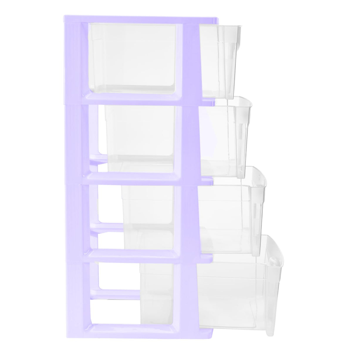 Italhome Cajonera ONYX 4 de Plástico Lila con 4 Cajones Transparentes, Organizador Multiusos para Recámara, Oficina o Cocina
