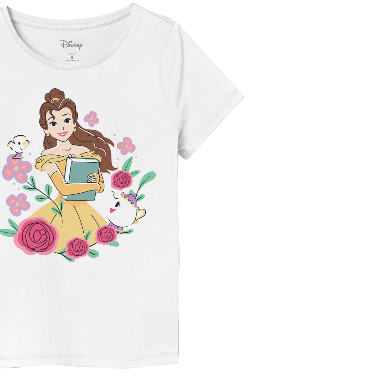 Disney Princesas Bella Playera Estampada para Niñas, Blanco