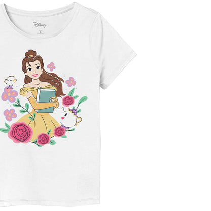 Disney Princesas Bella Playera Estampada para Niñas, Blanco