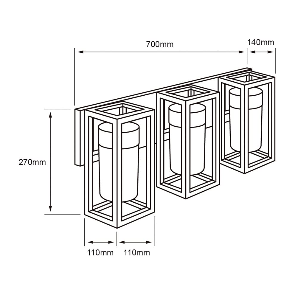 Tecnolite Lámpara de Pared Arbotante Exterior Máx. 180W - 3 Bases E27, IP44, No incluye focos, Compatible con focos A19