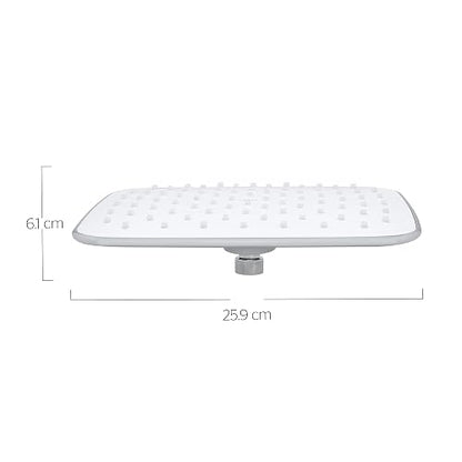 URREA 2265 Regadera de plato rectangular en acabado cromo y blanco sin brazo ni chapetón, ABS, certificada NOM-008-CONAGUA-1998, garantía de 100 años contra defectos de fabricación y 10 en acabado