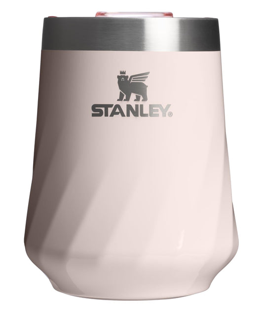Stanley The Reserve - Vaso de vino texturizado | 11 onzas | Tapa a prueba de salpicaduras, bebidas frías y taza de cóctel, copa de vino de acero inoxidable aislada | cuarzo rosa brillante