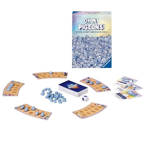 Ravensburger Oh My Pigeons! Juego de Mesa Familiar Party Game para 2 a 5 Jugadores +8 Años Juego de Estrategia y Diversión Rápida con Mini Figuras de Palomas