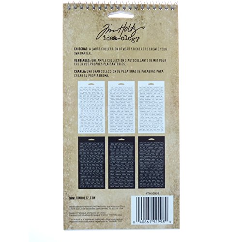Tim Holtz Idea-ology Chitchat Word Pegatinas por Tim Holtz Idea-ology, cartulina mate en blanco y negro, 1088 pegatinas, TH92998, 1/8 pulgadas