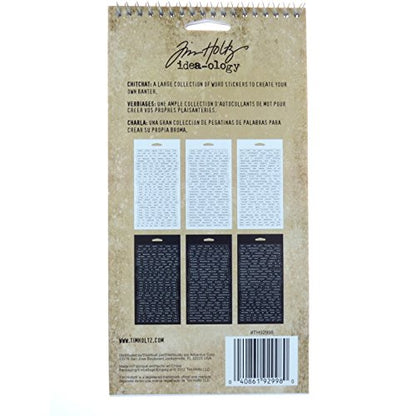 Tim Holtz Idea-ology Chitchat Word Pegatinas por Tim Holtz Idea-ology, cartulina mate en blanco y negro, 1088 pegatinas, TH92998, 1/8 pulgadas