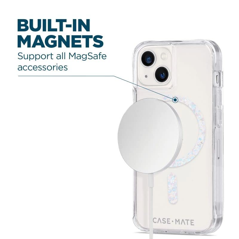 Case-Mate iPhone 14 Case - Clear Twinkle Diamond [10FT Drop Protection] [Compatible with MagSafe] Magnetic Cover with Cute Bling Sparkle for iPhone 14 6.1", Anti-Yellow, Anti-Scratch, Shockproof, Slim