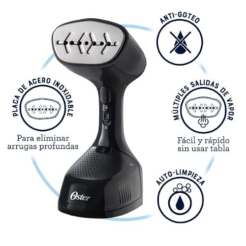 Oster® Vaporizador de Telas Portátil, con Cable de 2.55 Metros, Capacidad de 240 ml, Negro, GCSTES101