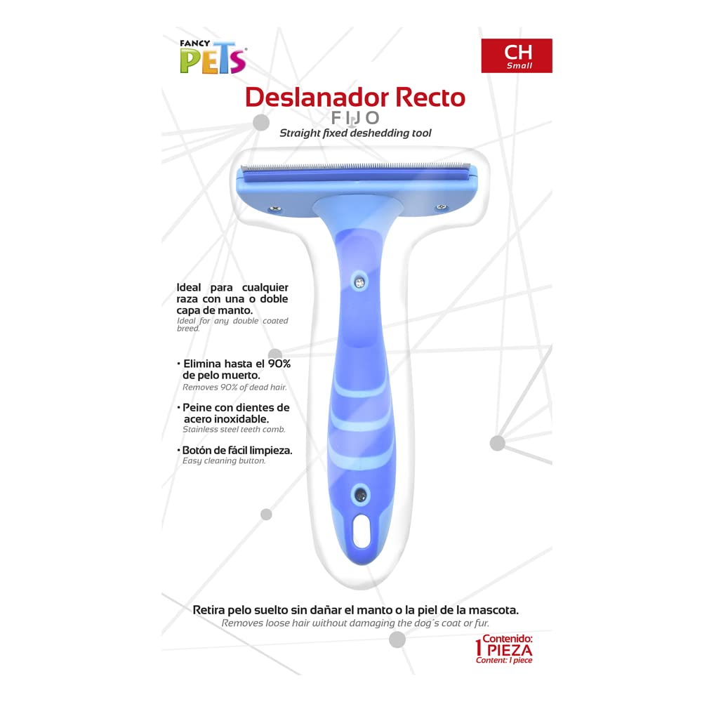 Fancy Pets Deslanador Recto Fijo CH para Perros y Gatos Removedor de Pelo Muerto y Suelto