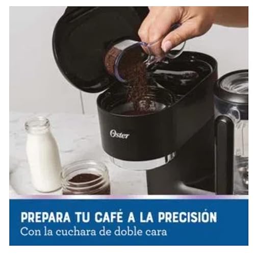 Oster Cafetera para Frappé 3 en 1 con Licuadora Integrada | Bebidas Granizadas, Café Caliente o Helado, Filtro Reutilizable, Sistema de Medida Integrado, BVSTDC03B