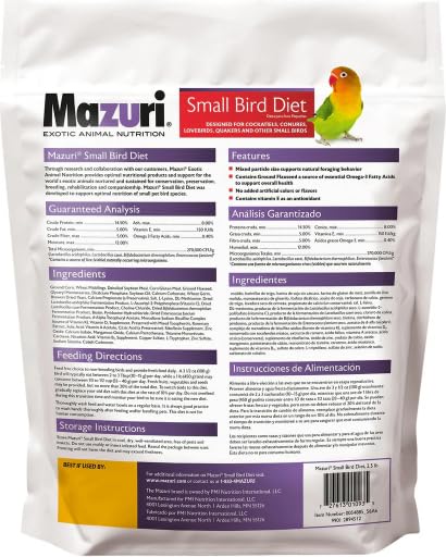 Mazuri Alimento para Aves Grandes (Loros, Cacatúas, Guavamayas, etc.) 650g. | Loros, Cacatúas, Guacamayas