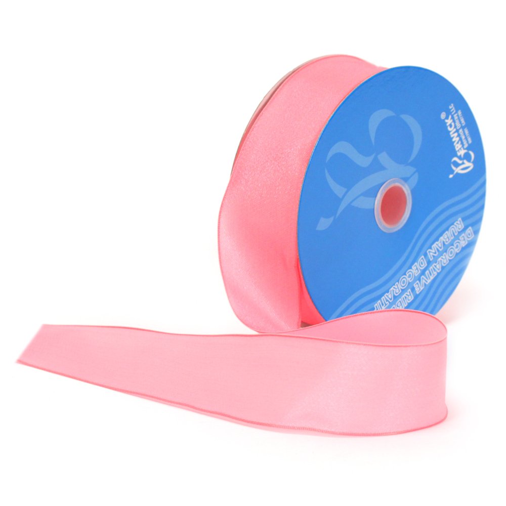 Berwick - Cinta para manualidades con borde de alambre, bobina de 3,8 cm de ancho por 50 yardas, Azalea
