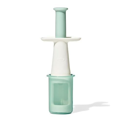 OXO Tot Cortador de uva - Ópalo | Émbolo antideslizante suave y apoyos curvados para los dedos