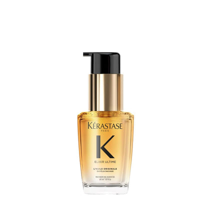 KÉRASTASE Elixir Ultime L’Huile en Tamaño de Viaje | Aceite Capilar Hidratante para Suavizar, Eliminar el Frizz y Añadir Brillo | Con Camelia Francesa y Aceites Nutritivos | 30ml