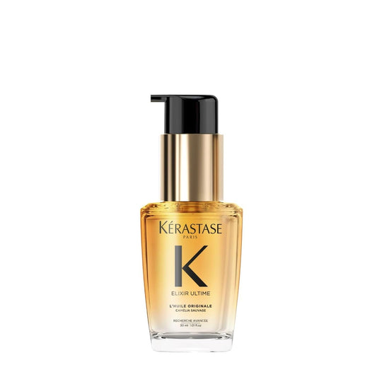KÉRASTASE Elixir Ultime L’Huile en Tamaño de Viaje | Aceite Capilar Hidratante para Suavizar, Eliminar el Frizz y Añadir Brillo | Con Camelia Francesa y Aceites Nutritivos | 30ml