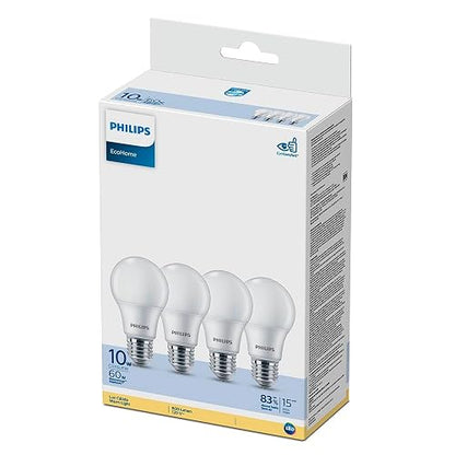 Philips LED Focos EcoHome Luz Cálida 10W E27 4 Pack