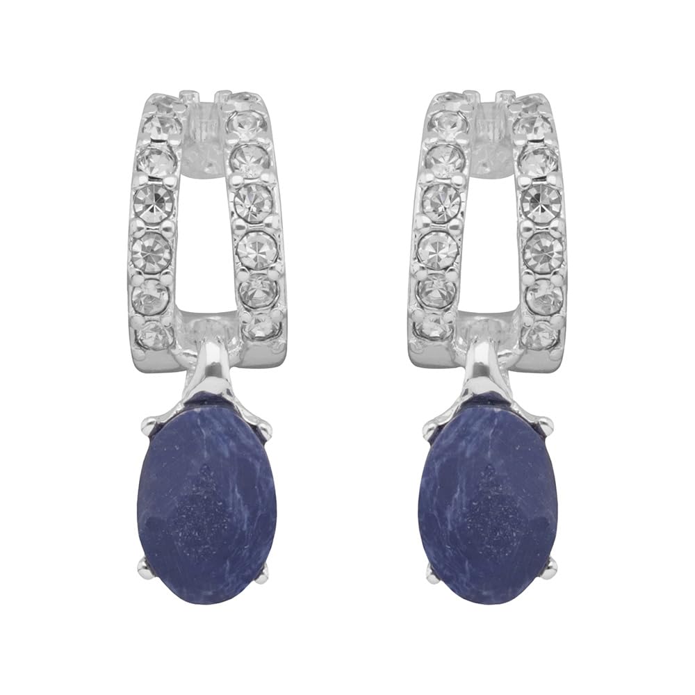 Anne Klein Aretes Plateado Mediano | Forma ovalada, cierre de poste, colección Miami, 1 par