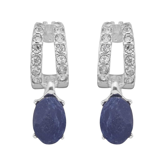 Anne Klein Aretes Plateado Mediano | Forma ovalada, cierre de poste, colección Miami, 1 par