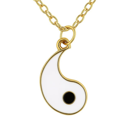 XYPHIELLE Collares para Parejas - Dijes Yin Yang que Crean el Tai Chi al Unirse, Juego de Aleación Dorada con Brazalete Tejido, Regalo para Mitades Complementarias (Aniversario, San Valentín)