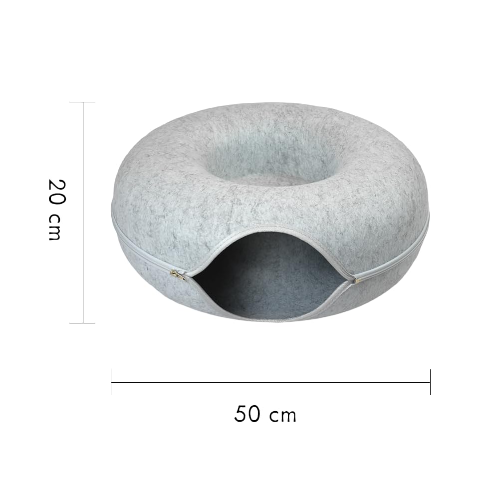 Fancy Pets Cama Cueva Dona para Gato Chico Gris Perla 50 cm x 20 cm Fieltro Resistente y Multifuncional
