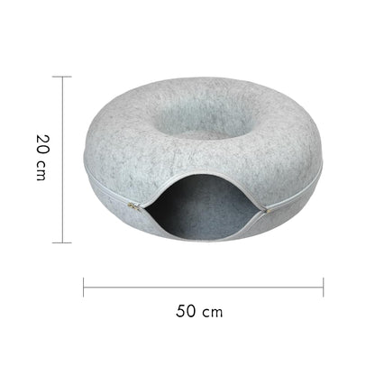 Fancy Pets Cama Cueva Dona para Gato Chico Gris Perla 50 cm x 20 cm Fieltro Resistente y Multifuncional
