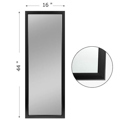 MIRUO Full Length Mirror, 44" x 16" Wall-Mounted Mirror, Mirror for Wall, Polystyrene Frame Dressing Mirror, Hanging or Leaning Against Wall for Bedroom, Living Room, Entryway, Black (No Stand)