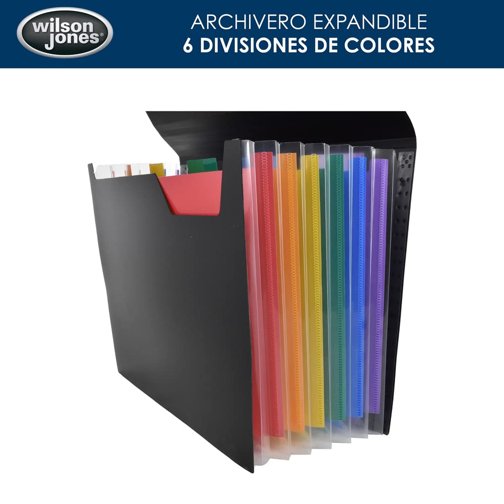Wilson Jones Archivo Expandible 10 cm, 6 Divisiones Multicolor