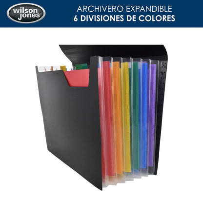 Wilson Jones Archivo Expandible 10 cm, 6 Divisiones Multicolor