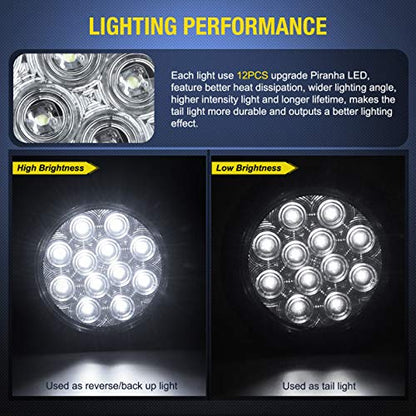 Nilight - 2 Luces LED Redondas de 4 Pulgadas, Color Blanco, con Ojales de Montaje en Superficie, Luces traseras para camión, Remolque, RV, Jeep