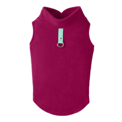 Gooby Chaleco de Forro Polar para Perro con Correa Integrada - Small chest (~11.5") - Fucsia