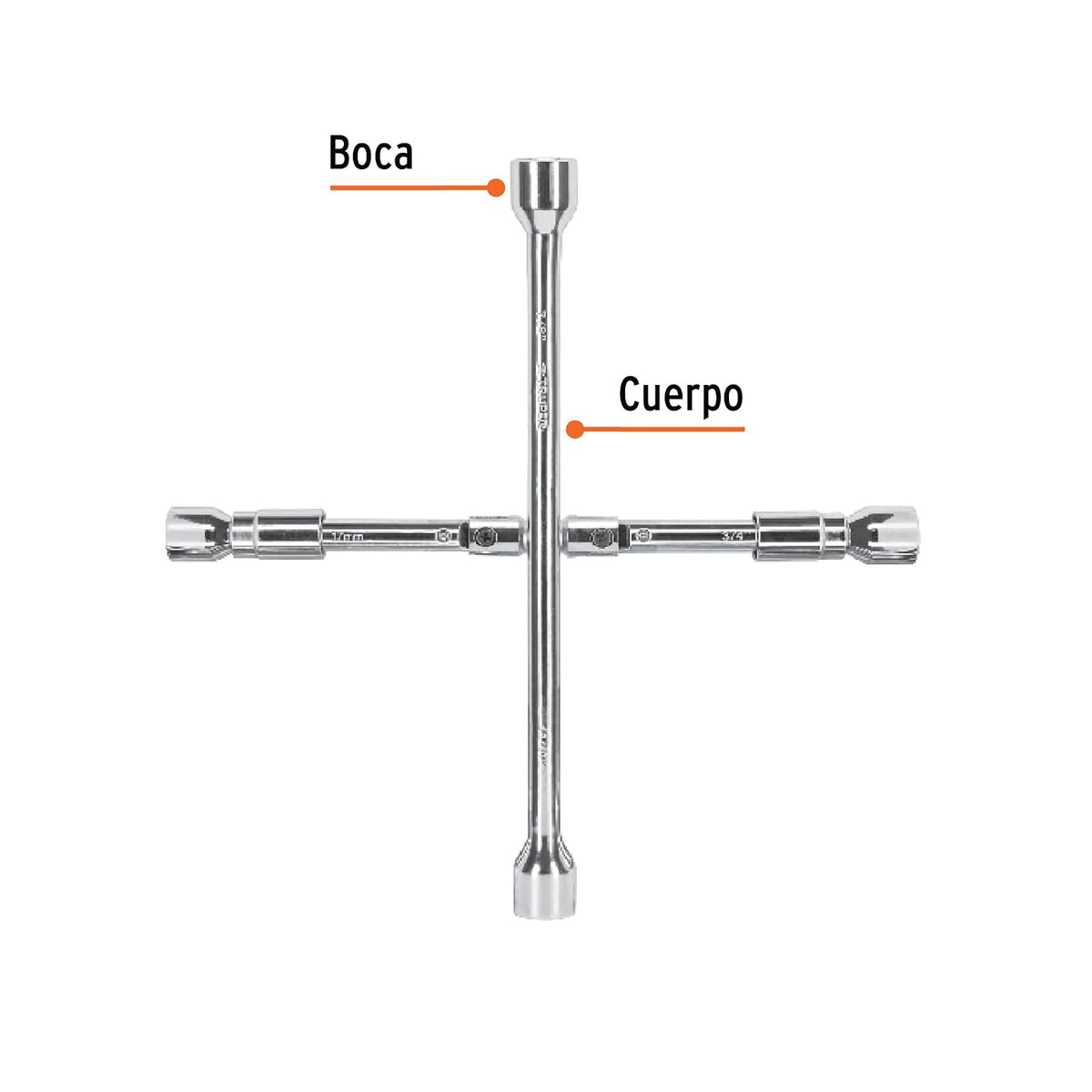 TRUPER Llave de Cruz para Auto de Acero 36 cm, Plegable, Plateado, LLCR-14X