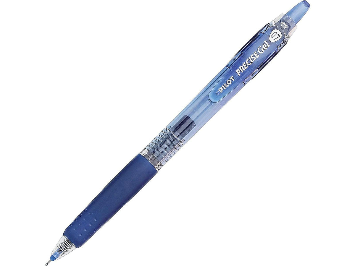 Pilot Precise Gel Rt, Bolígrafo Retráctil, Tinta Gel Azul, Fino 0.7 mm, Usa Repuesto, Doce Piezas (15002)