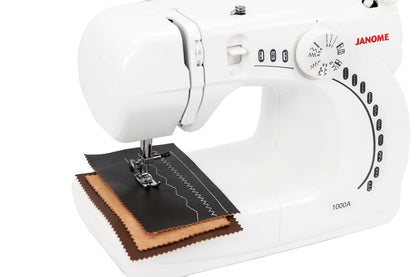 Janome 1000A Máquina de Coser Mecánica Portátil, 6 Puntadas, Ojal en 4 Pasos y Brazo Libre – Ideal para Principiantes y Mezclilla