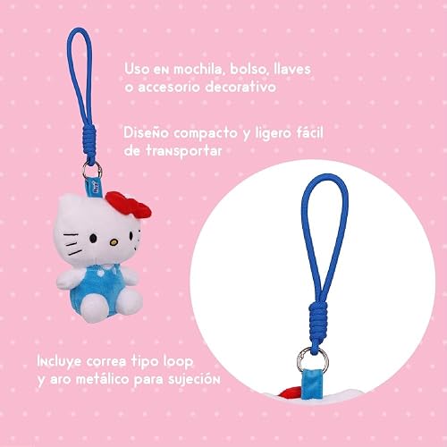 Ruz Llavero Peluche Hello Kitty 10 cm Suave con Aro Metálico | Accesorio para Mochila Bolsa o Llaves | Diseño Ligero y Resistente Ideal para Uso Diario o Regalo | Multicolor