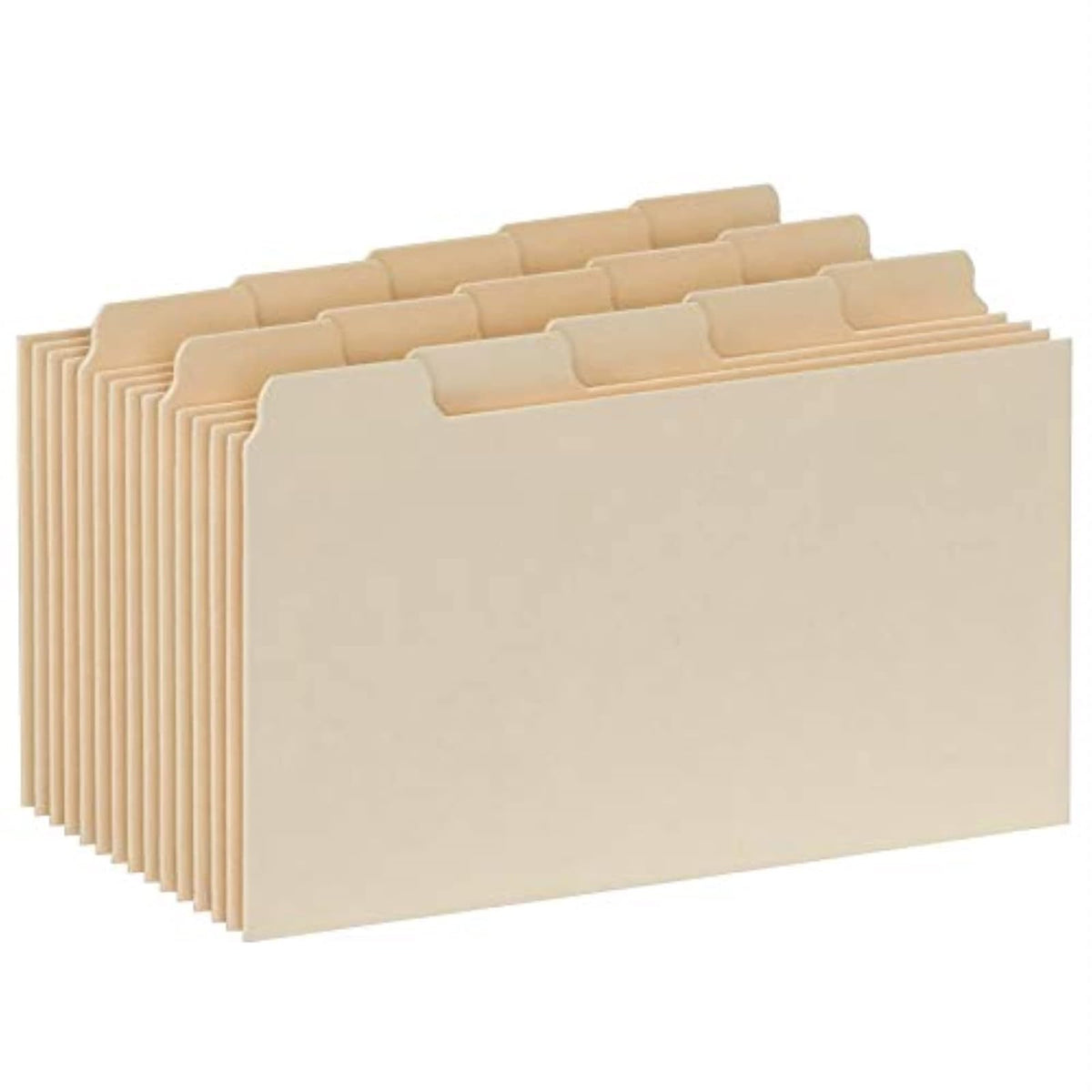 Guías para tarjetas Oxford con pestañas en blanco, 3 x 5 pulgadas, pestañas de corte 1/5, Manila, 100 por caja (40352)