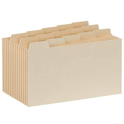 Guías para tarjetas Oxford con pestañas en blanco, 3 x 5 pulgadas, pestañas de corte 1/5, Manila, 100 por caja (40352)