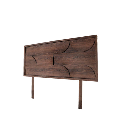 Sochic Cabecera para Cama Tamaño Individual y Matrimonial Color Nogal con Relieves Decorativos y Estructura de Madera Industrial.