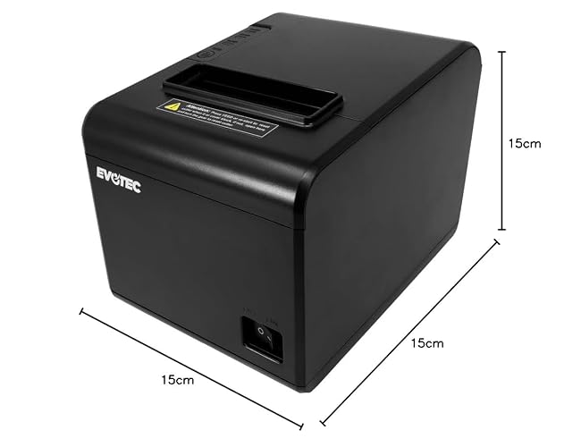 EVOTEC Impresora Térmica EV-3005 - Impresora USB Monocromática para Negocios, Velocidad de 35 Páginas por Minuto - Color Negro, 15 x 15 x 15 cm