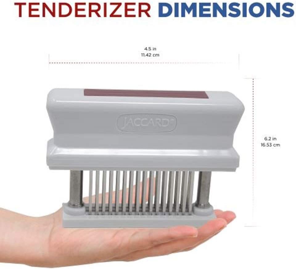 Jaccard 200348R, ablandador de carne duradero de 48 hojas con aguja afilada de acero inoxidable, artilugio de cocina para ablandar pollo, carne de res, cerdo, ternera, barbacoa, rojo