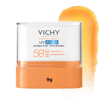 Vichy Capital Soleil UV Aqua Protector Solar en Stick Dermatológico 9g | Protector Solar en Barra con FPS 50+ y Acabado Invisible PA+++ Ideal para Reaplicación Práctica en RostroyY Labios