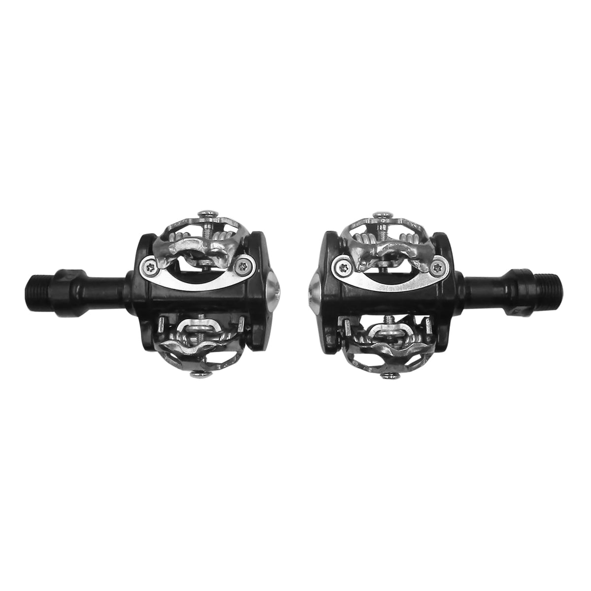 Benotto Pedal MTB 9/16 de Contacto Compatible con Placas Shimano SPD Aluminio Negro/Cromo FPD-C52N (2 Piezas)