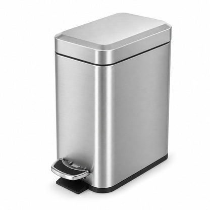 Home Zone Living - Bote de basura pequeño de acero inoxidable de 1.3 | Tapa de cierre suave con pedal de paso manos libres - Plata