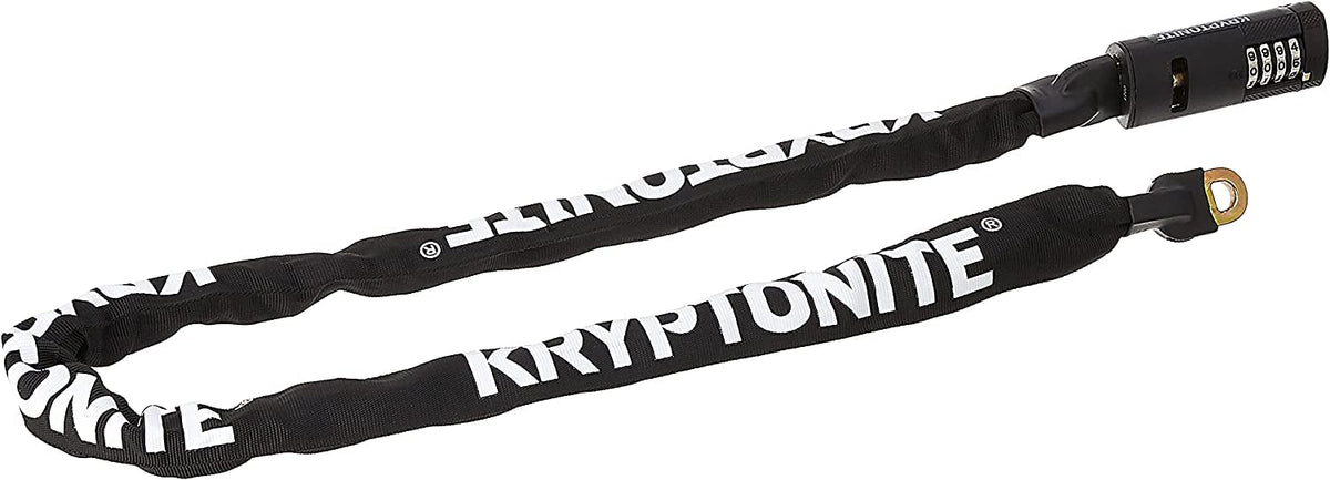Kryptonite Keeper 712 Candado Combinado de Cadena | 7 mm x 120 cm, 4 pies largo, cadena acero, cerradura combinación 4 dígitos reiniciable
