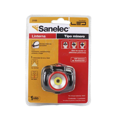Sanelec 2105 Linterna tipo minero de pilas, 1 LED