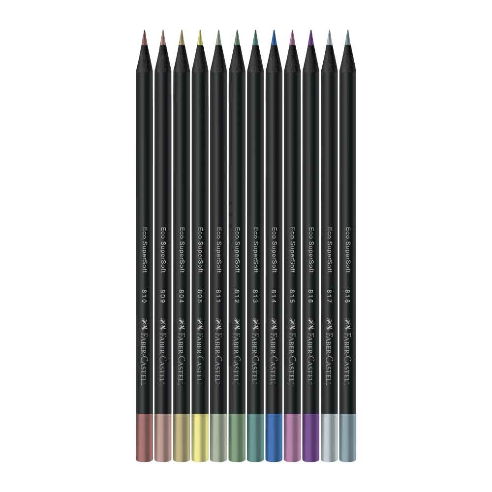 Lápices de colores Faber-Castell Supersoft colores metálicos Caja con 12 colores