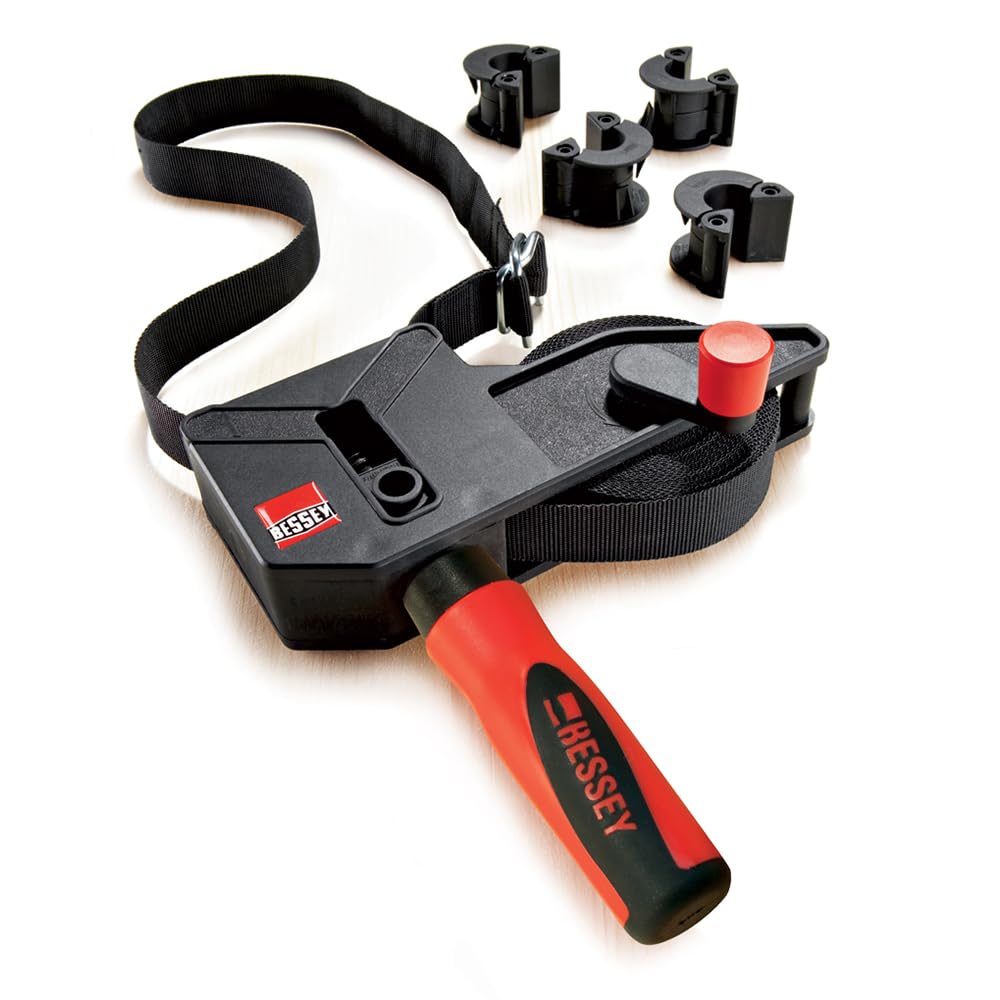 BESSEY VAS-23+2K-CB, abrazadera de correa de ángulo variable de 25 pies con 4 clips